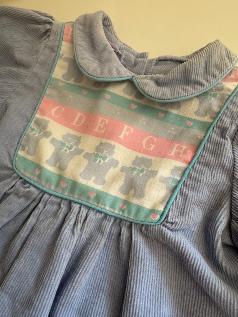 Vintage Sweet Potatoes Corduroy Dress 24M Alphabet Puff Sleeve